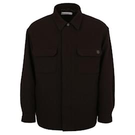 Camicia overshirt in flanella di lana ricamata Triomphe - Céline