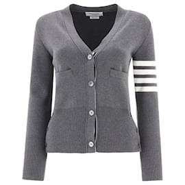 Thom Browne Klassischer V-Ausschnitt Cardigan aus Baumwolle Milano
