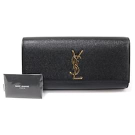 Saint Laurent Clutch Classica Cassandra in Pelle Grana Nera
