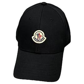 Boné de beisebol em gabardine com patch de logo preto - Moncler