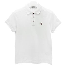 Moncler Logo Cotton Pique Polo Short Sleeve T-Shirt White