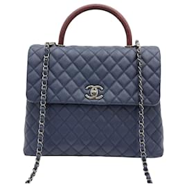 Borsa a spalla Coco Handle con catena, grande, collezione blu - Chanel