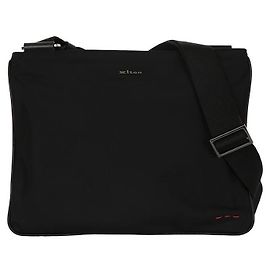 Kiton Borsa a tracolla piatta in nylon con rifiniture in pelle