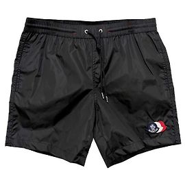 Moncler Costumi da bagno neri con patch logo tricolore