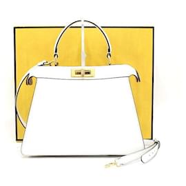 Medium Peekaboo Tote- und Schultertasche aus weißem Leder - Fendi