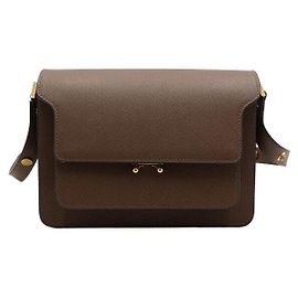 Marni Borsa a spalla in pelle Saffiano marrone TRUNK