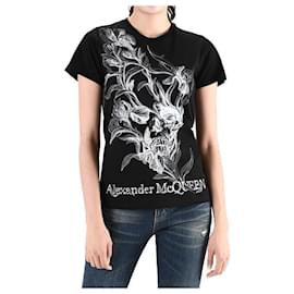 Schwarzes T-Shirt mit Logo-Print und kurzen Ärmeln QZABT - Alexander Mcqueen
