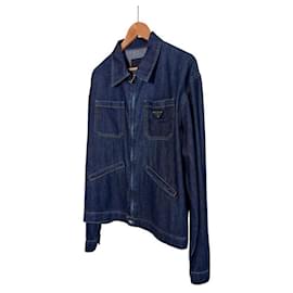 Prada Zipped Hoodie in Navy Blue Cotton and Nylon ref.1766509