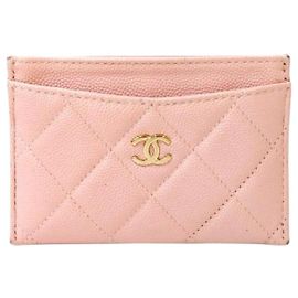 Chanel Portafoglio Porta Carte in Pelle Caviar Rosa