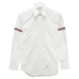 Klassisches Popeline-Hemd in Weiß mit Grosgrain-Streifen - Thom Browne