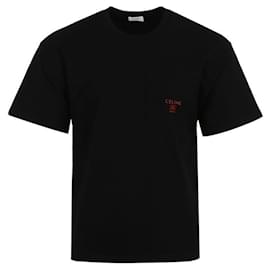 Lockere Kurzarm-T-Shirt mit gesticktem Logo - Céline