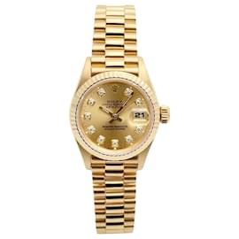 Rolex Damenarmbanduhr Datejust aus Gold mit Diamanten