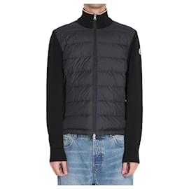 Schwarze gepolsterte Baumwolljacke mit Reißverschluss Lafreema Moncler