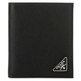Prada Saffiano Triangle Logo Bi-Fold Wallet