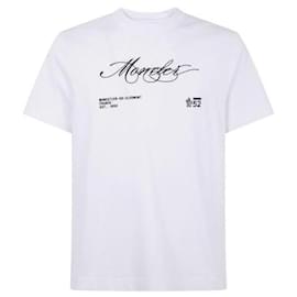 Weißes Baumwoll-T-Shirt mit gesticktem Moncler La Prima-Logo