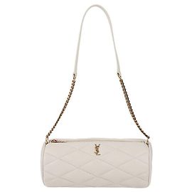 Saint Laurent Borsa tubo mini in suede di agnello Lafirma bianco vintage