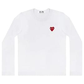 Comme Des Garcons Langarm-T-Shirt mit rotem Herz-Patch AX