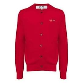 Rundhals-Doppelburgunder-Emblem-Strick AX - Comme Des Garcons