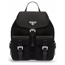 Schwarzer Nylon-Rucksack mit Logo-Plakette - Prada