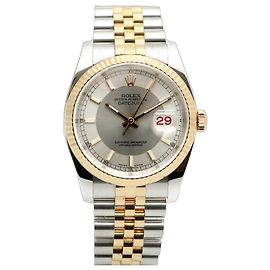 Rolex Montre combo pour homme Datejust avec cadran à deux tons, roulette, date et visage blanc