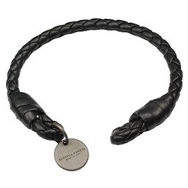 Bottega Veneta Pulsera de cuero trenzado negro