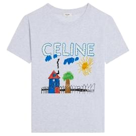 Reguläres T-Shirt aus Baumwolljersey in hellgrau mehrfarbig - Céline
