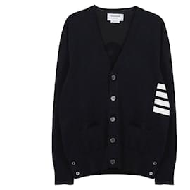 Baumwoll-Cardigan mit diagonaler V-Ausschnitt - Thom Browne