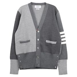 Thom Browne Stitched Wool V-Neck Cardigan