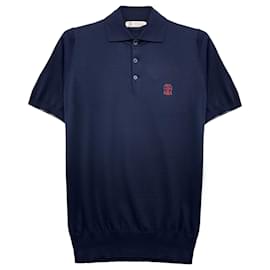 Logo Baumwollstrick Polo Kurzarm T-Shirt - Brunello Cucinelli