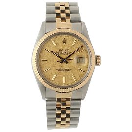 Rolex Orologio Combi Vintage da Uomo Datejust Bokashi Quadrante Dorato