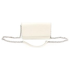 Maison Martin Margiela Borsa a spalla WOC Chain Four Stitches in pelle di vitello grana bianca