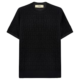 Kurzarmstrickoberteil aus Baumwolle für Damen mit FF-Logo - Fendi