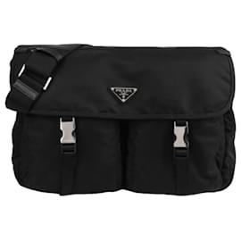 Prada ZOT Borsa a Tracolla Grande con Logo Triangolare in Tessuto