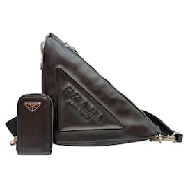 Borsa a tracolla con logo triangolare nera - Prada