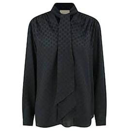 Camisa de crepé de seda con lazo en el cuello - Gucci