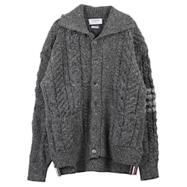 Wollcardigan mit schrägem Stehkragen - Thom Browne