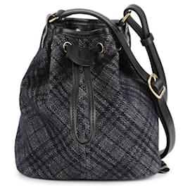 Borsa a secchiello in denim con coulisse - Burberry