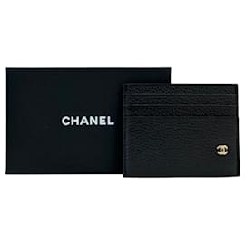 Chanel Men's Card Holder with Gold Hardware Black
