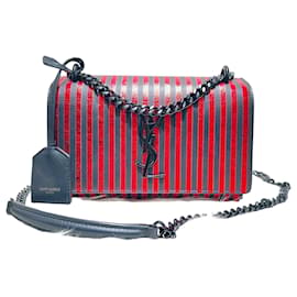 Saint Laurent Borsa a tracolla piccola in tela metallica a righe monogramma Sunset