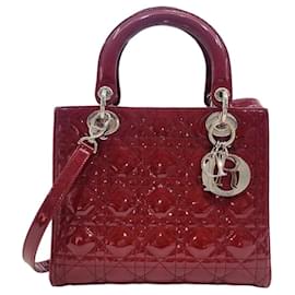 Borsa tote media in vernice rossa Cannage - Dior