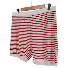 Men's Silk Triangle Logo Stripe Bermuda Shorts Red - Prada