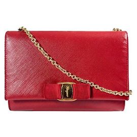 Salvatore Ferragamo Borsa a tracolla incrociata Gini Bow rossa per donna
