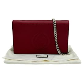 Gucci Borsa a tracolla in pelle rossa Soho con catena