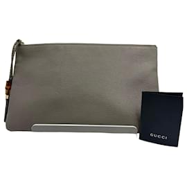 Clutch in pelle con frange in bambù - Gucci