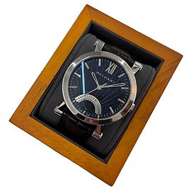 Bulgari Sotirio Retrograde schwarze Lederuhr
