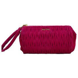 Miu Miu Pochette in velluto trapuntato rosa con tracolla