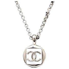Collana in catena dorata per donne con logo CC bianco placcato oro - Chanel