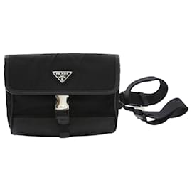 Bolsa transversal em nylon Saffiano com logo triangular preto - Prada
