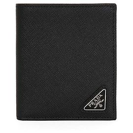 Prada Saffiano Metal Triangle Logo Black Wallet