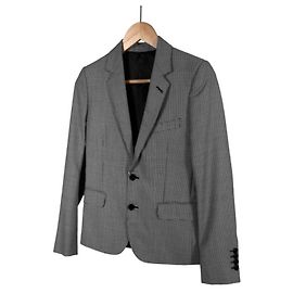 Céline Blazer de Lana Seda Houndstooth para Mujer Gris Negro
